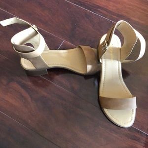 Beige ankle strap sandals